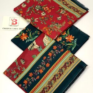 3 Pieces Unstitched Lawn Dress – Digital Print Shirt & Dyed Trouser