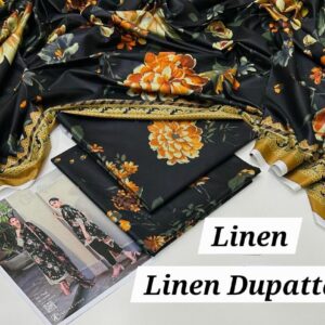 Maria B Linen Collection – 3pc Allover Printed Suit with Digital Dupatta