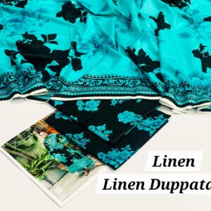 Maria B Linen Collection – 3pc Allover Printed Suit with Digital Dupatt